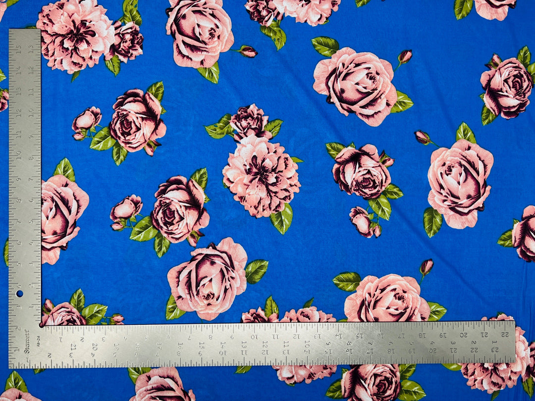 1 Yard ITY Knit Floral Print Fabric for Apparel and Dresses 60 Inches Wide