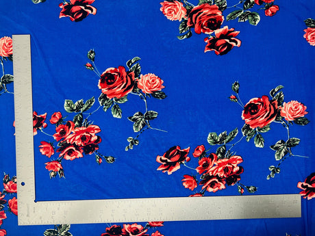 1 Yard Soft ITY Knit Floral Print Fabric For Dresses Tops Skirts Apparel Projects 60 Inch Wide