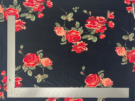 1 Yard Soft ITY Knit Floral Print Fabric For Dresses Tops Skirts Apparel Projects 60 Inch Wide