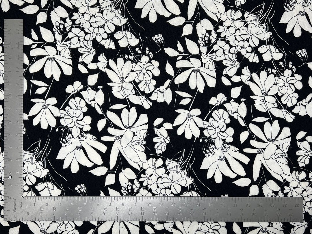 1 Yard Floral Liverpool Knit Fabric – Textured Stretch Material for Dresses, Blouses, Tops, Skirts – 58 Inch