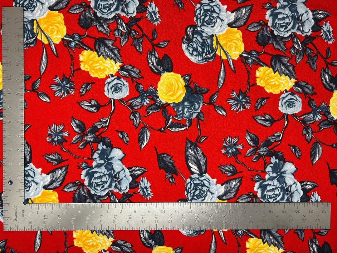1 Yard Liverpool Knit Floral Fabric – Stretch Textured Crepe for Dresses, Tops, Skirts – 58 Inch