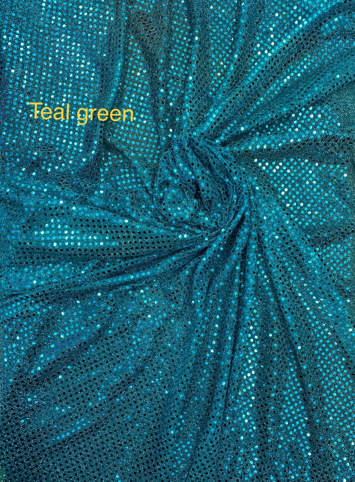 Teal Green Small Confetti Sequin Polyester Fabric - Teal Green, Confetti Dot Sequin, 42" Width (1 Yard)