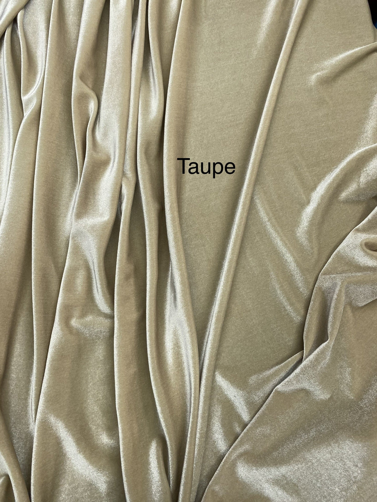 Taupe Stretch Velvet Fabric - Taupe, 58"-60" Width (1 Yard)