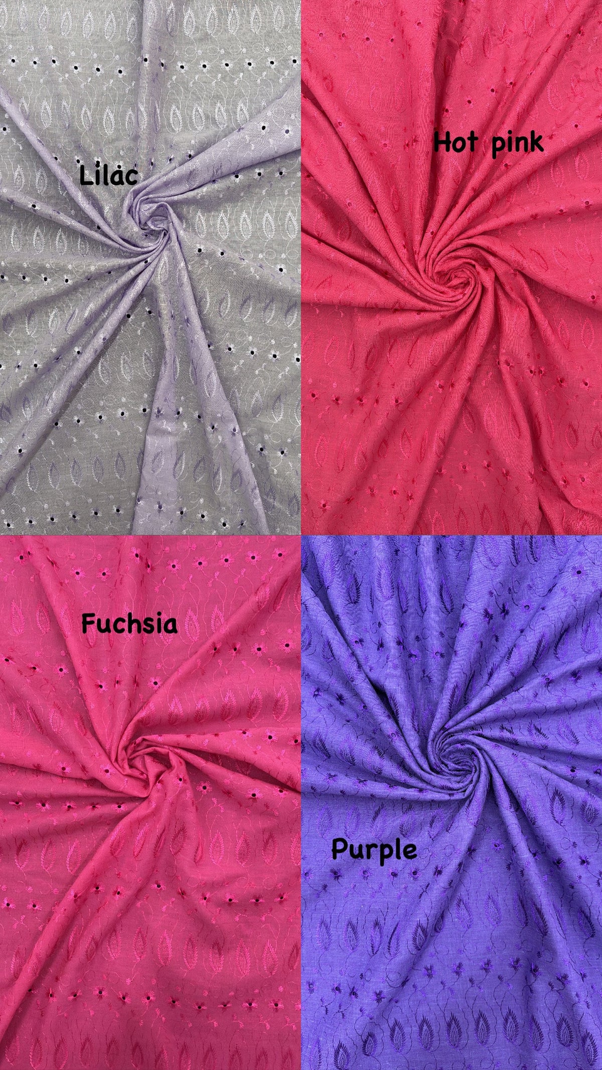 Lilac Medium Eyelet Polyester Cotton Fabric - Lilac, Small Eyelets, 41"-42" Width