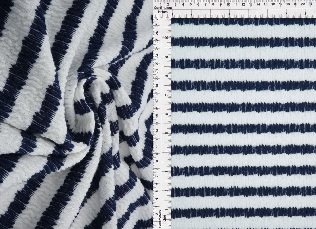 1 Yard Bubble Jacquard Stripe Fabric Stretch Polyester Spandex 54/55 Inches Wide