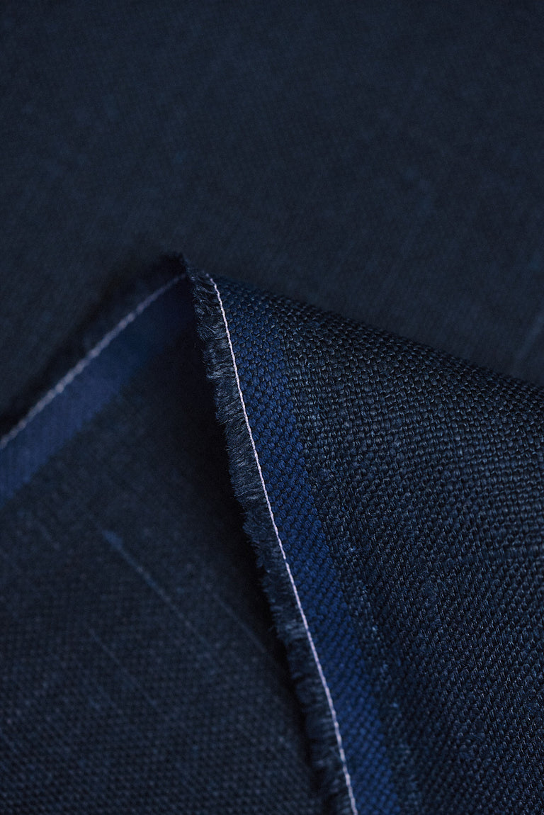 1 Yard Solid Navy Heavyweight Pure Linen Canvas Fabric 10.5 oz Softened 58 Inches Wide
