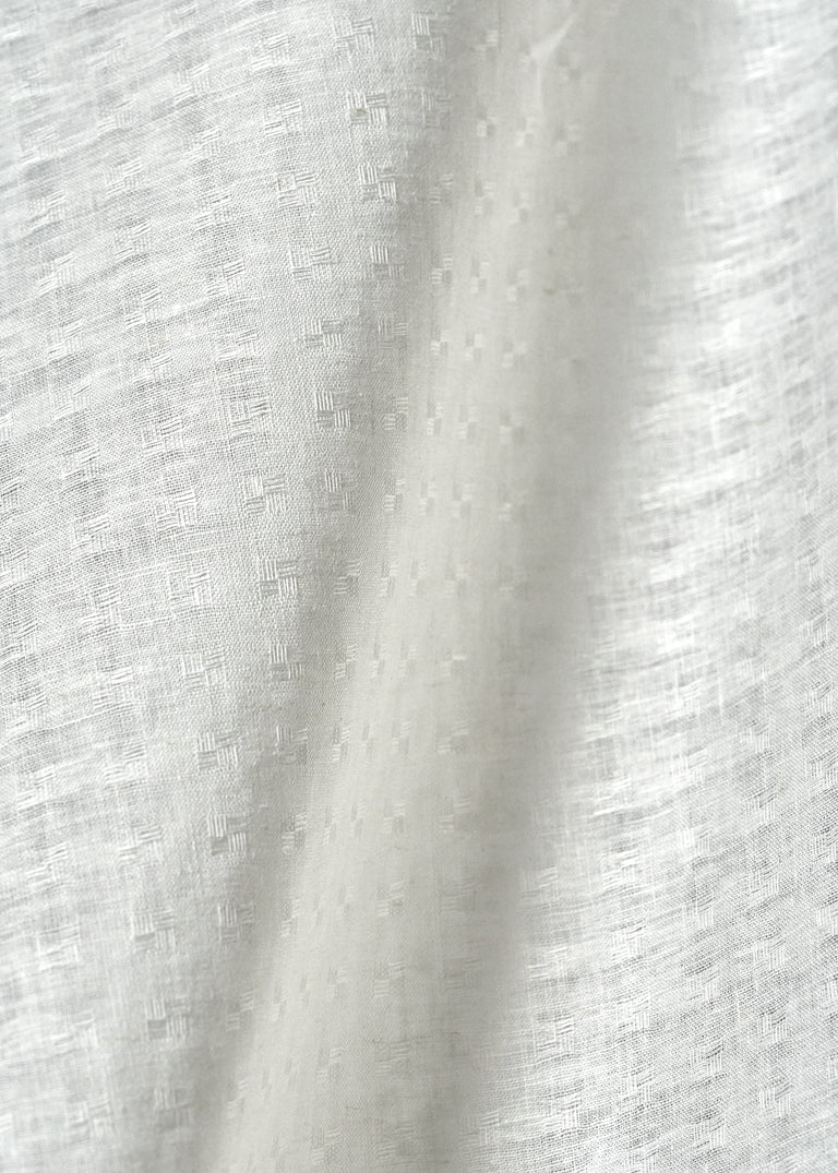 1 Yard Snow White Interwoven Squares Linen Durable Apparel Fabric 56" Width