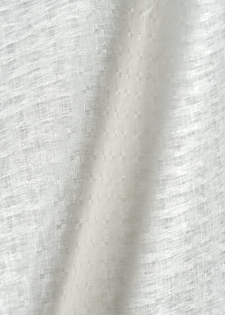 1 Yard Snow White Interwoven Squares Linen Durable Apparel Fabric 56" Width