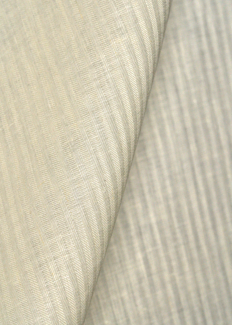 1 Yard Ivory Pure Linen Herringbone Fabric Midweight Woven 60 Inch Width
