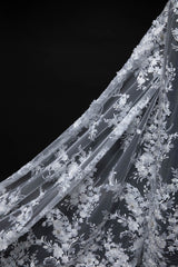 1 Yard Exquisite Embroidered Tulle Lace with Applique and 3D Design Fabric 52" Wide