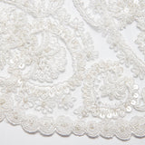 1 Yard 52" Wide Tulle Lace Fabric Embroidered with Beautiful Floral Sequin Patterns