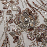 1 Yard Embroidered Tulle Lace Fabric with Incredible Floral Design, 52" Wide