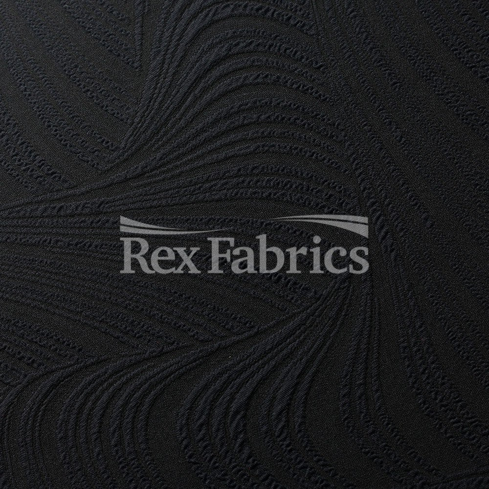 Jacquard Wave Nylon Polyester Spandex Fabric - Multiple Colors, Wave Jacquard Texture, 61" Width (1 Yard)