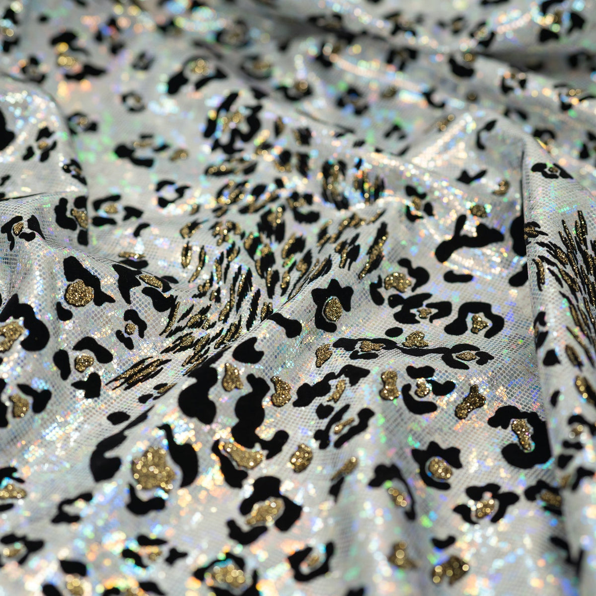 1 Yard Jag City Performance Spandex with Shattered Glass Foil 58/60" Wide