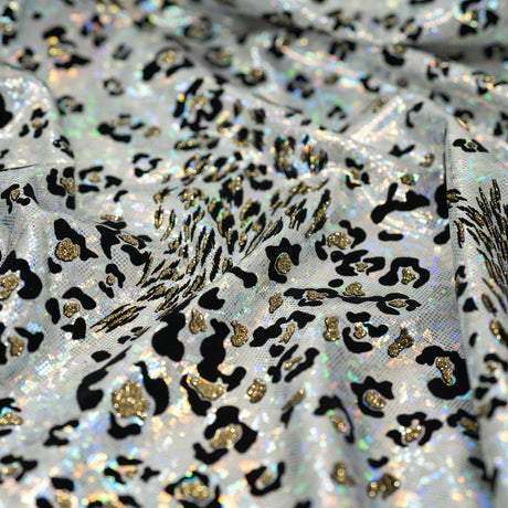 1 Yard Jag City Performance Spandex with Shattered Glass Foil 58/60" Wide