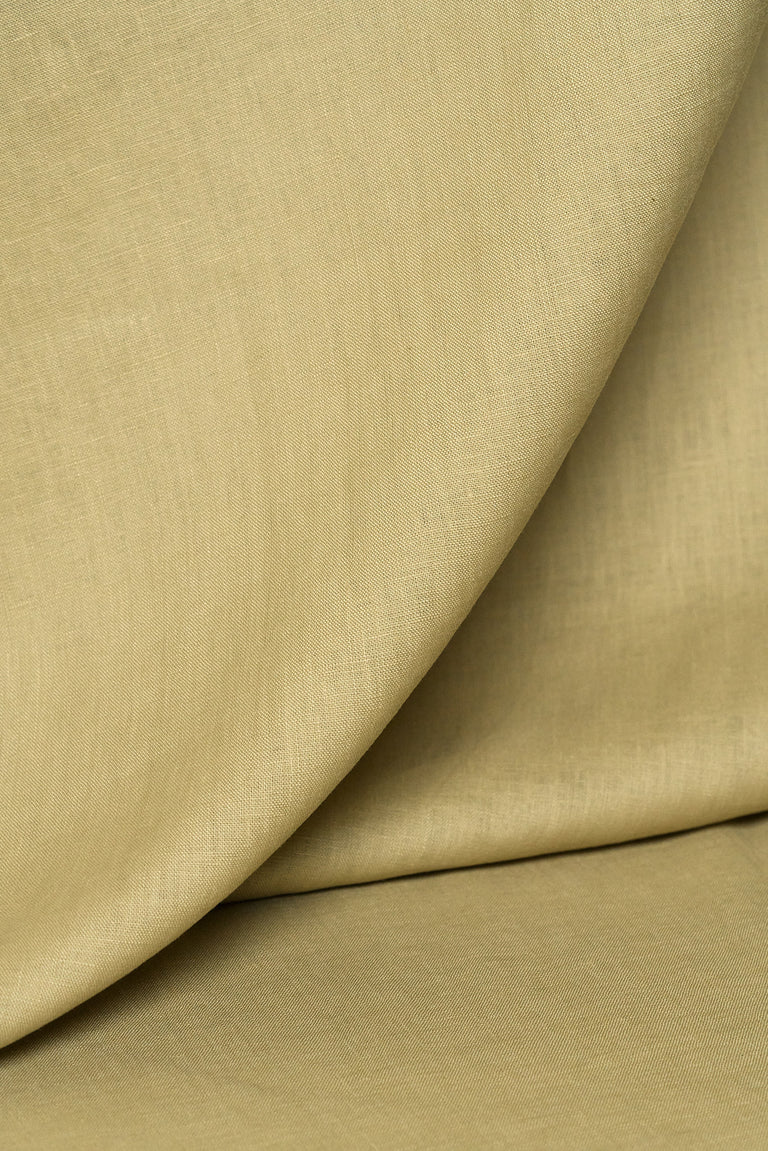 1 Yard Khaki Pure Linen Fabric, Stone Washed 5.5 oz Midweight 54 Inches Wide