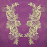 1 Pair Beaded & Corded Lace Applique Embroidered on 100% Polyester Organza 7.5" x 2.75" Each Side