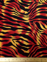 Flame Colored Abstract Zebra Pattern Polyester Spandex Fabric - Abstract Zebra Pattern, Flame Colored, 58/60" Width