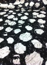Abstract Circles Silver Foil Floral Pattern Embossed Stretch Polyester Spandex Textured Fukuro Fabric - Silver Foil Floral Pattern, 56" To 58" Width