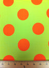 Big Bright Polka Dot Pattern Polyester Spandex Fabric - Neon Lime/Orange, Fuchsia/Navy, Polka Dot, 58"-60" Width