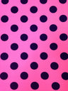 Big Bright Polka Dot Pattern Polyester Spandex Fabric - Neon Lime/Orange, Fuchsia/Navy, Polka Dot, 58"-60" Width
