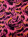 Fantastic Storm Swirl Polyester Spandex Fabric - Hot Pink, Orange Swirl Pattern, 58"-60" Width