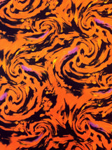 Fantastic Storm Swirl Polyester Spandex Fabric - Hot Pink, Orange Swirl Pattern, 58"-60" Width
