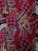 Retro Multi Pattern Big Print Polyester Spandex Fabric - Green, Burgundy, Multi Pattern, 58" To 60" Width