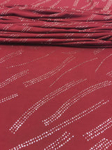 Polyester Spandex Fabric - Burgundy With Silver Glitters, 58"-60" Width