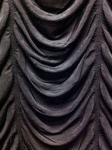 Black Drop Ruche Double Knit Stretch Polyester Spandex Fabric - Black Ruche Texture, 48"-50" Width