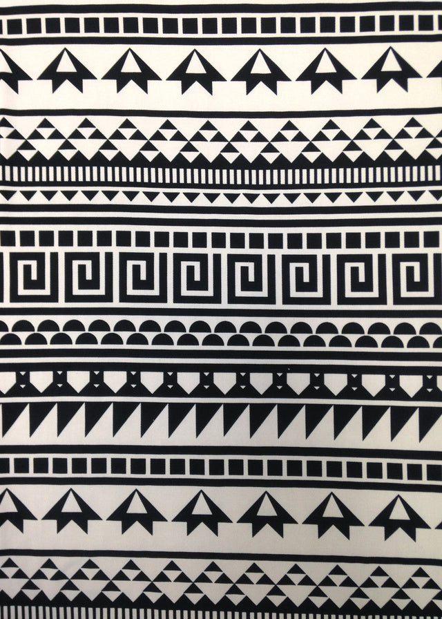 Repeat Greek Pattern Polyester Spandex Fabric - White/Black, Pink/Navy, Lightweight Knit Jersey, 58"-60" Wide