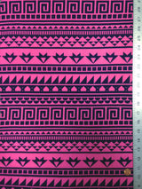 Repeat Greek Pattern Polyester Spandex Fabric - White/Black, Pink/Navy, Lightweight Knit Jersey, 58"-60" Wide