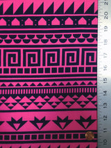Repeat Greek Pattern Polyester Spandex Fabric - White/Black, Pink/Navy, Lightweight Knit Jersey, 58"-60" Wide