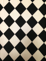 Black Off-White Diamond Pattern Polyester Spandex Knit Jersey Fabric - Black, Off-White Diamond Pattern, 58"-60" Width