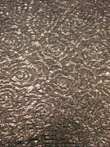 Polyester Spandex Textured Fukuro Embossed Floral Design With Shiny Lurex Fabric - Dark Gold, Dark Silver, Dark Turquoise, Dark Red, 52/54" Width