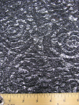 Polyester Spandex Textured Fukuro Embossed Floral Design With Shiny Lurex Fabric - Dark Gold, Dark Silver, Dark Turquoise, Dark Red, 52/54" Width