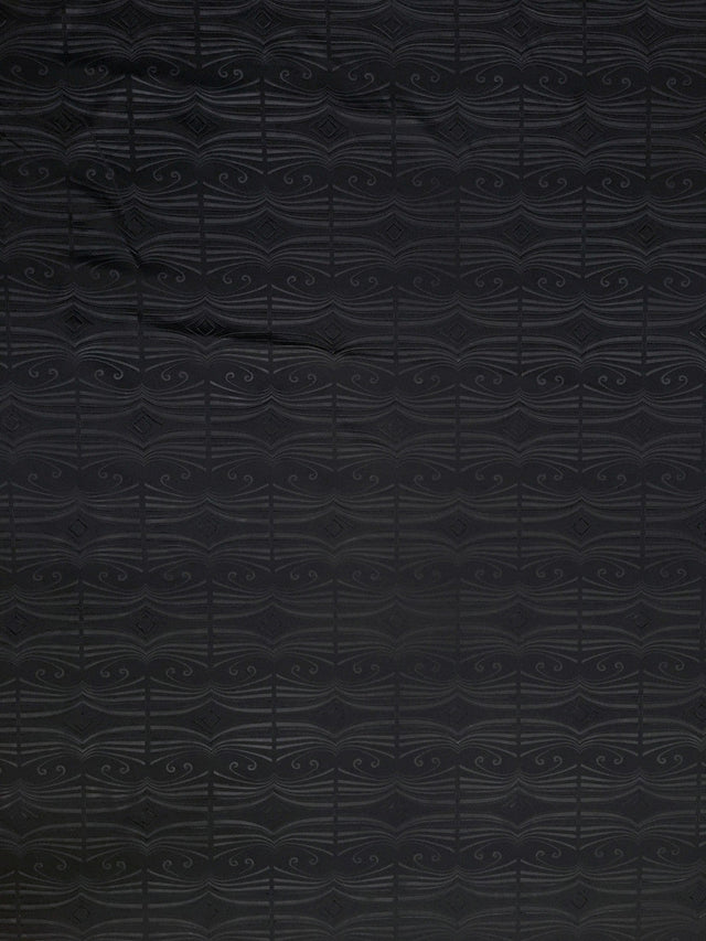 Polyester Textured Spandex Fabric - Matte Foil Abstract Design, Black, Pink, 56" To 58" Width
