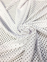 4 Mm Square Laser Cut On Stretch Techno Polyester Spandex Fabric - White, Coral, Dusty Peach, 58"-60" Width