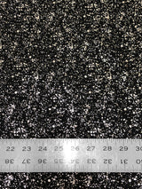 Small Rib Textured Fukuro Polyester Spandex Fabric - Small Dots Shiny Foil, Copper, Silver, 58" Width