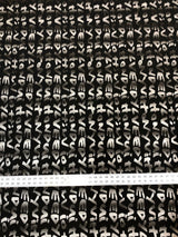 Big Letter Design Polyester Spandex Fabric - Dull Matte Black/Silver Foil, White, Black, Blue, 58" To 60" Width