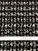 Big Letter Design Polyester Spandex Fabric - Dull Matte Black/Silver Foil, White, Black, Blue, 58" To 60" Width