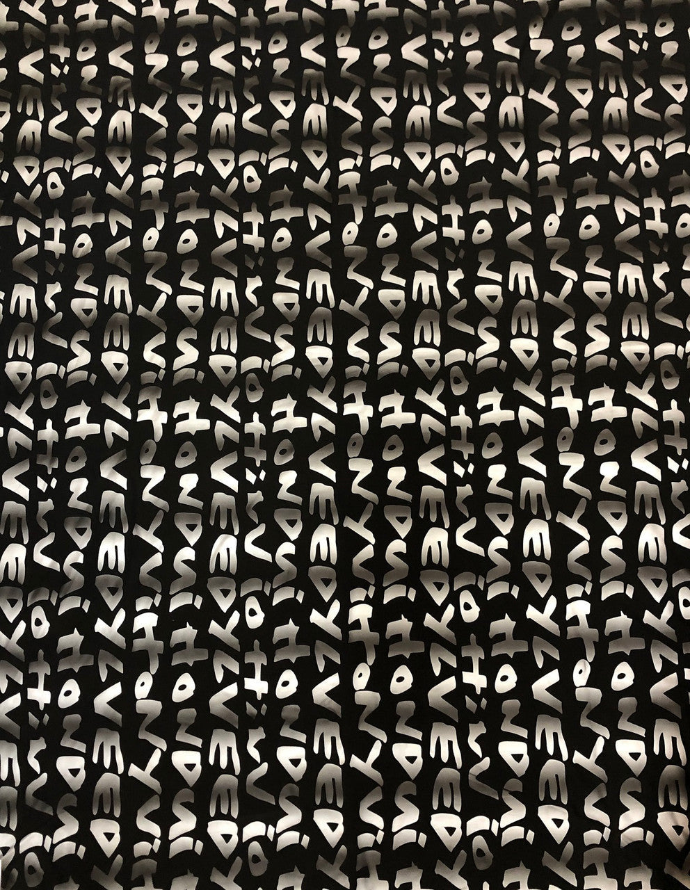Big Letter Design Polyester Spandex Fabric - Dull Matte Black/Silver Foil, White, Black, Blue, 58" To 60" Width