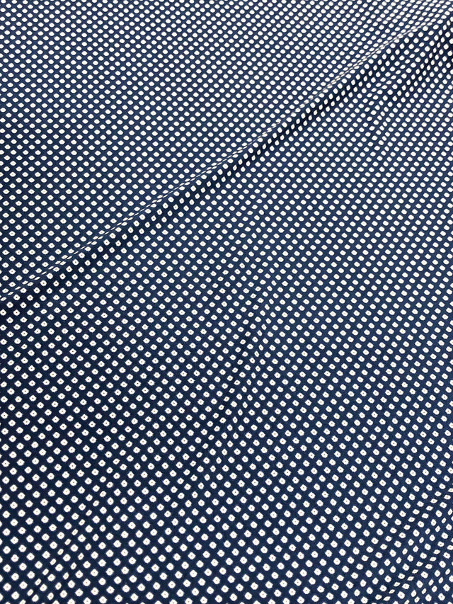 Polyester ITY Matte Jersey Fabric - Navy/White Small Geometric Design, 58" Width