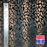 Leopard Spots In Waves Polyester Stretch Fabric - Black/Silver, Black/Copper, Leopard Spots Pattern, 58" Width
