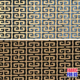 Greek Key Burnout Velvet Stretch Fabric - Tan And Brown Greek Key Pattern, 58" Width