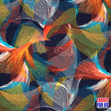 Spiral Fan Multi-Color Stretch Poly-Spandex Fabric - Swirl Fan Print, Multi-Color, 58" Width
