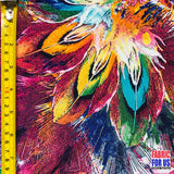 Peacock Feather Scarlet / Multi-Color Stretch Poly-Spandex Print Poly-Spandex Fabric - Peacock Feather Print, Scarlet Multi-Color, 58" Width