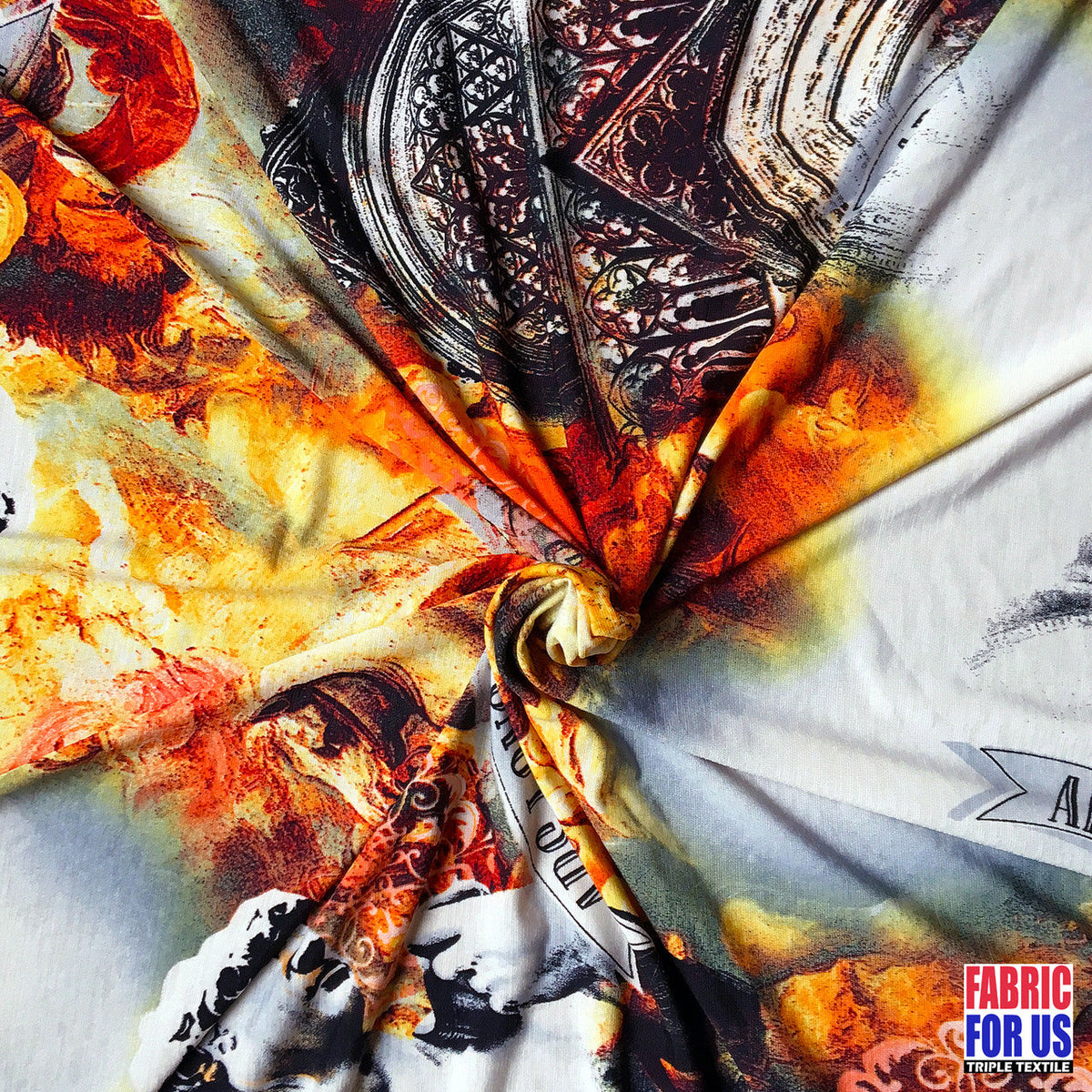 Ars Longa Vita Brevis Rome Print Design Stretch Fabric - Roman Print, 58" Width