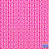 Greek Key Print Design Poly-Spandex Fabric - Navy/Pink Greek Key, 58" Width