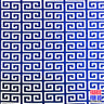 Greek Key Print Design Poly-Spandex Fabric - Navy/Pink Greek Key, 58" Width
